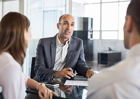 Bank Employee speaking with client