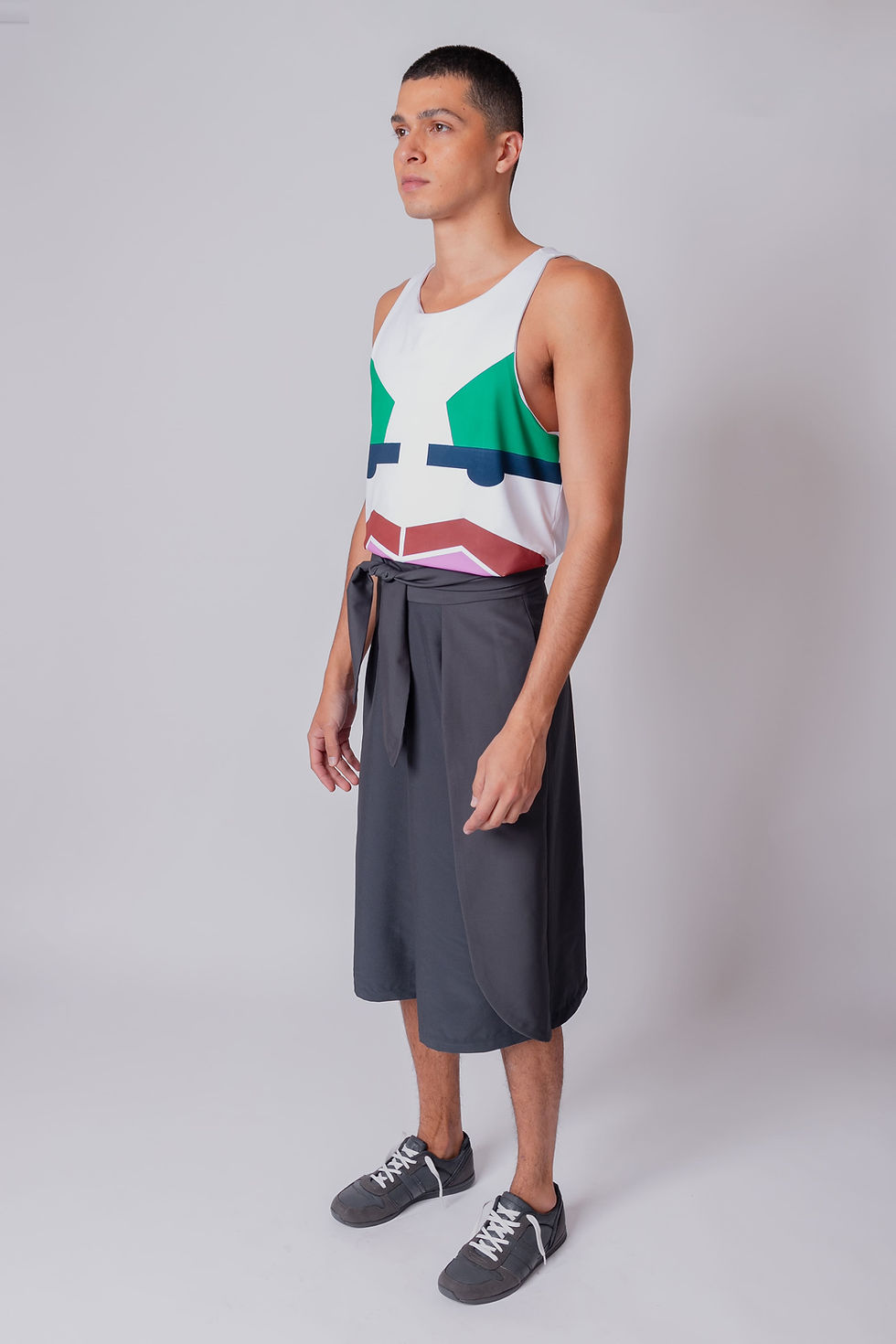 Miniature : Top tank type T - shirt with printed face and white background, made with recycled PET material.