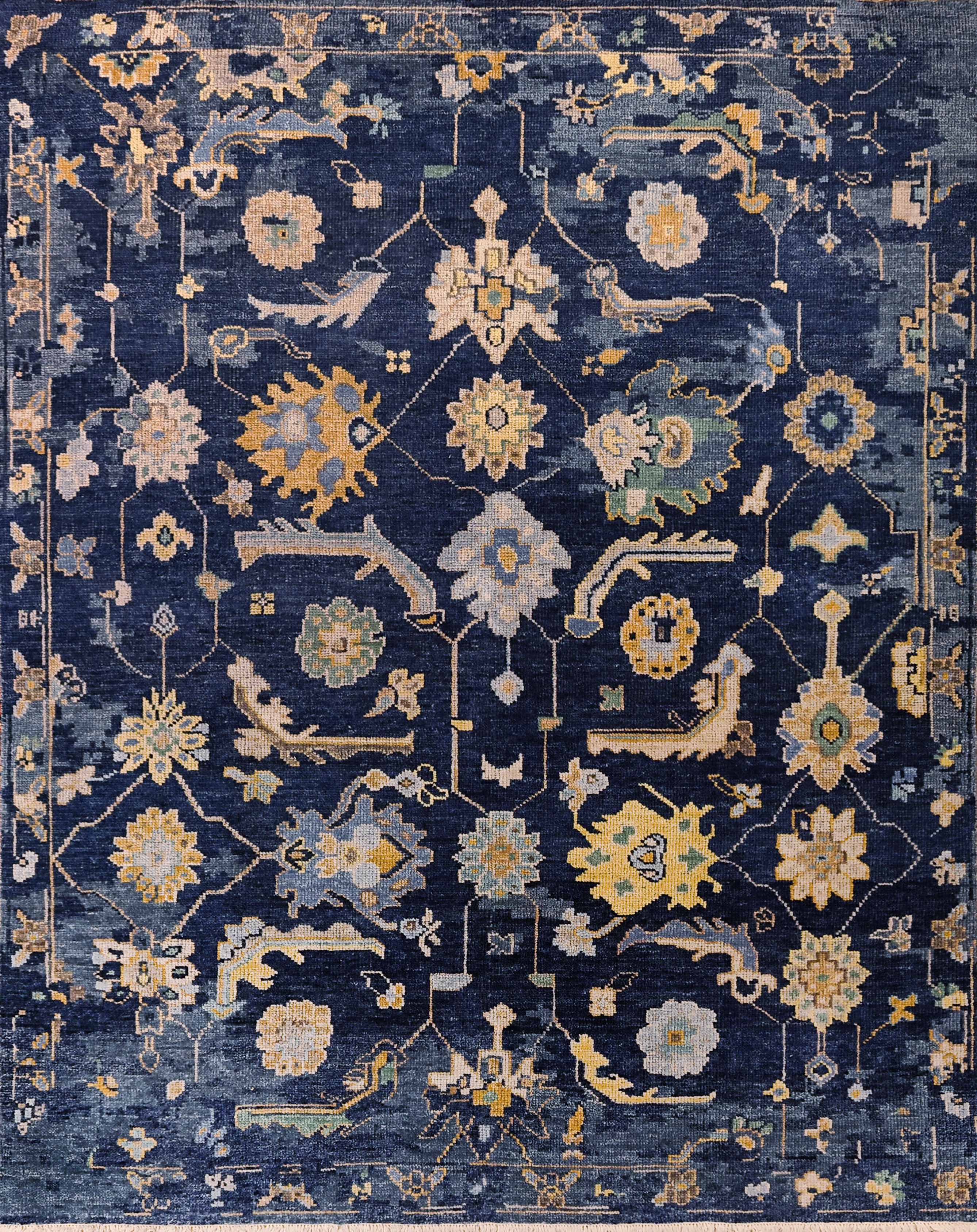 8x10 Handmade Wool Blue Oushak Oxford Blue - PRC-KAL