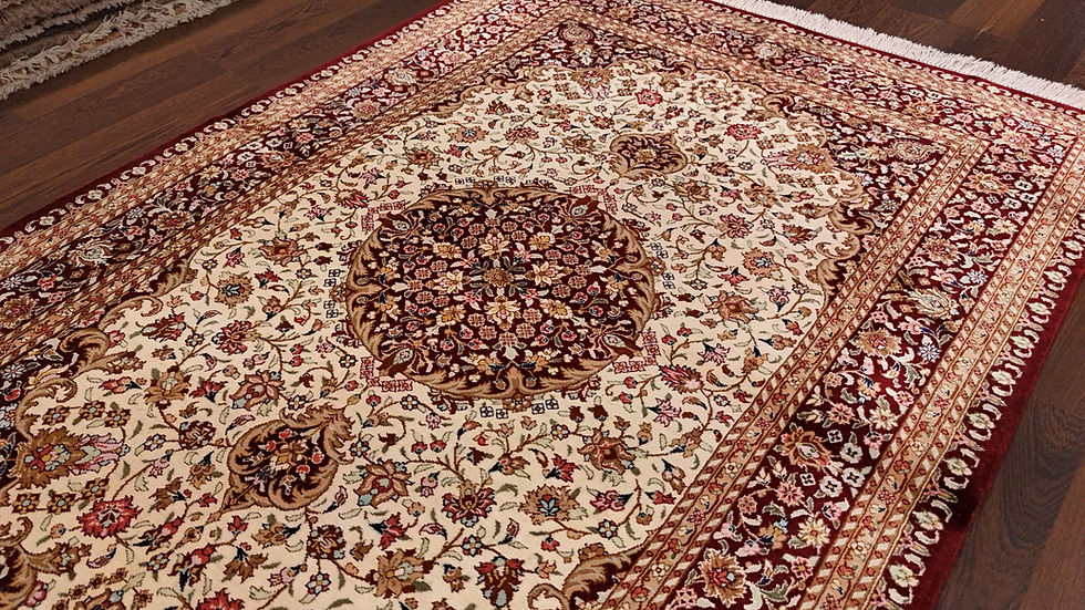 Thumbnail: 3x5 Handmade Fine Silk Persian Ghoum Desert Sand - 1000-16818