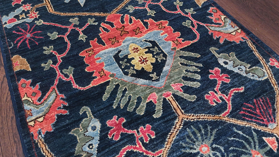 Thumbnail: 2'6"x11'9" Handmade Wool Pak Serapi Runner Tribal Charcoal Blue - 1973-467