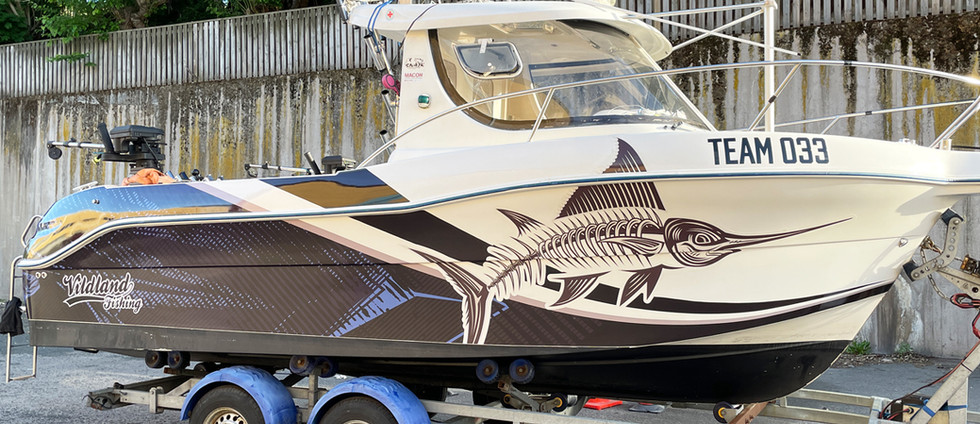 Digitalprintad wrap på fiskebåt