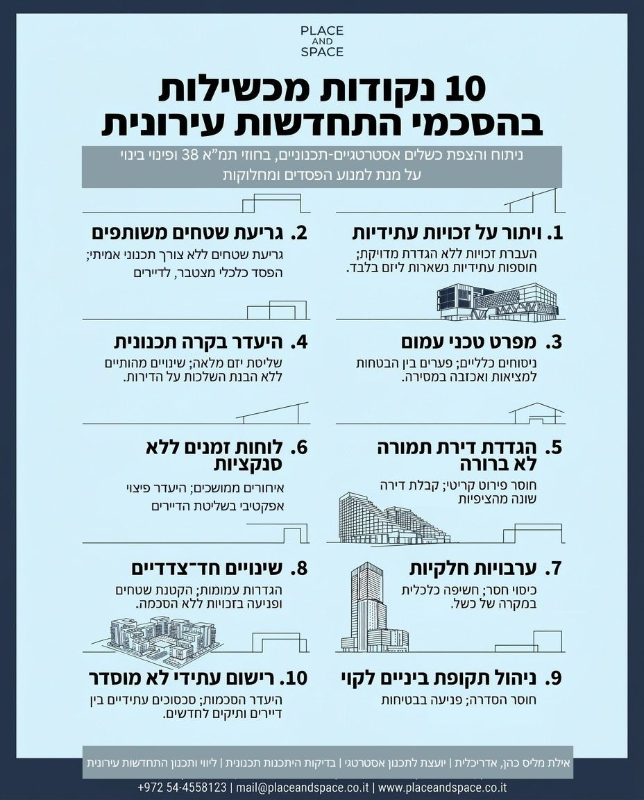 10 נקודות מכשילות חוזרות בהסכמי תמ״א 38 (חיזוק/הריסה ובנייה) ופינוי־בינוי