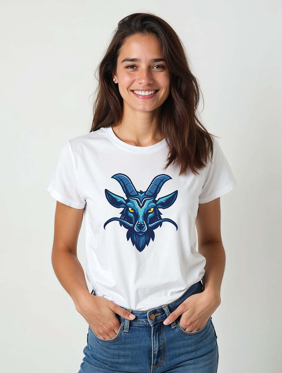 Blue Ram Head Mascot Unisex Printed Graphic T-Shirt For Mens, Womens & Kids
