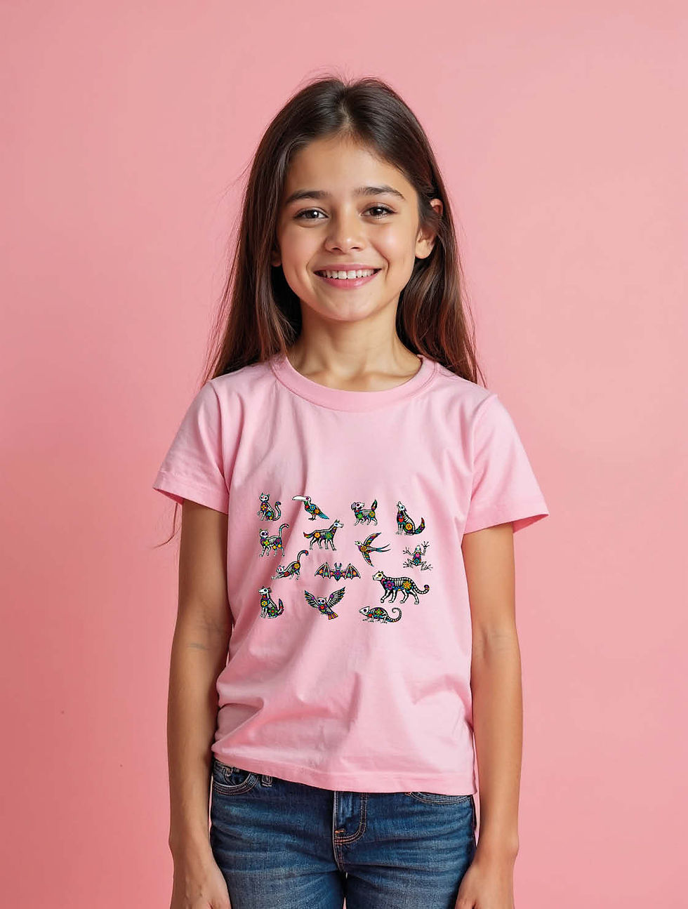 Thumbnail: Colorful Folk Art Animal Illustration Unisex Printed Graphic T-Shirt