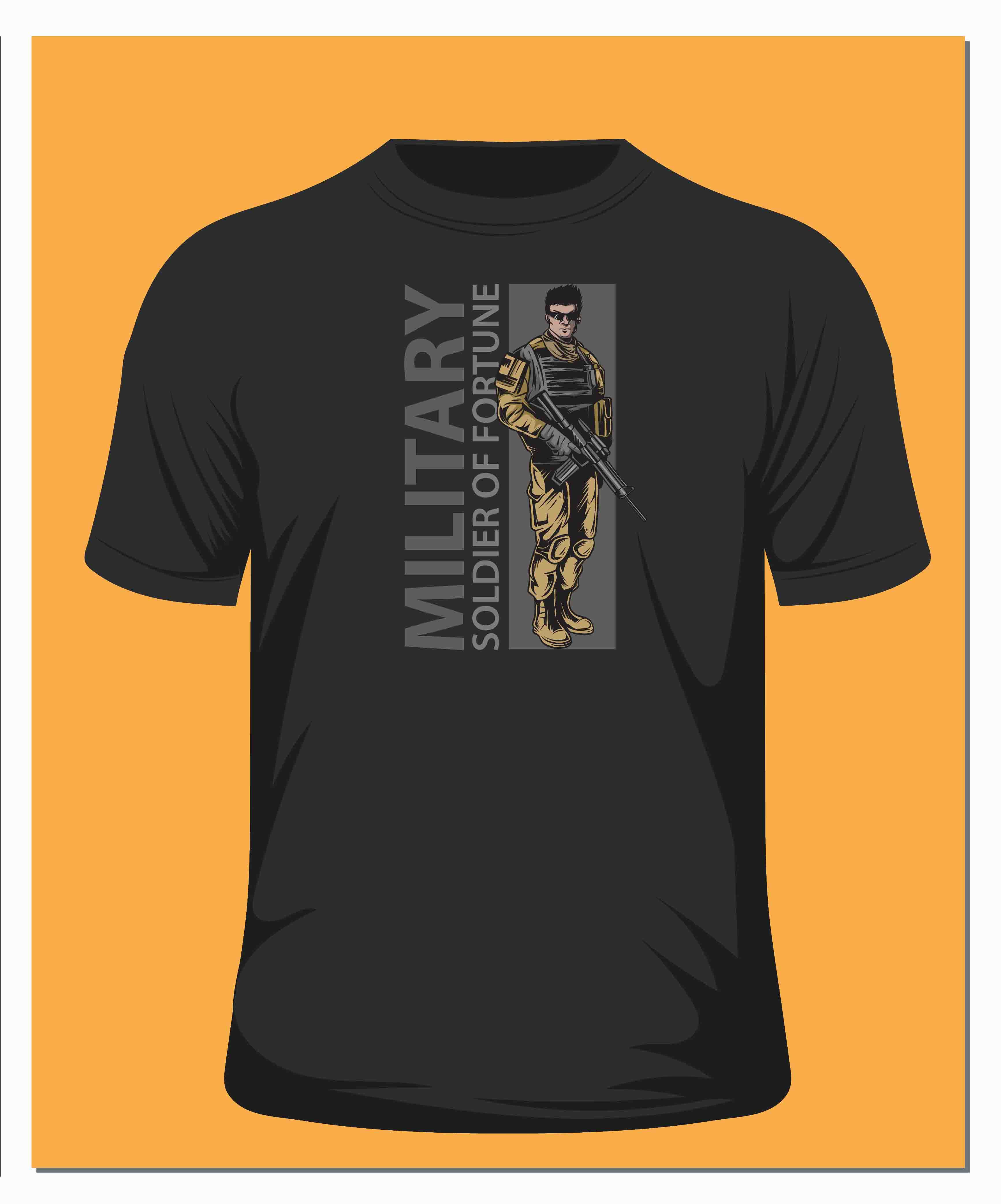 military soldier of fortune typography printed t shirts