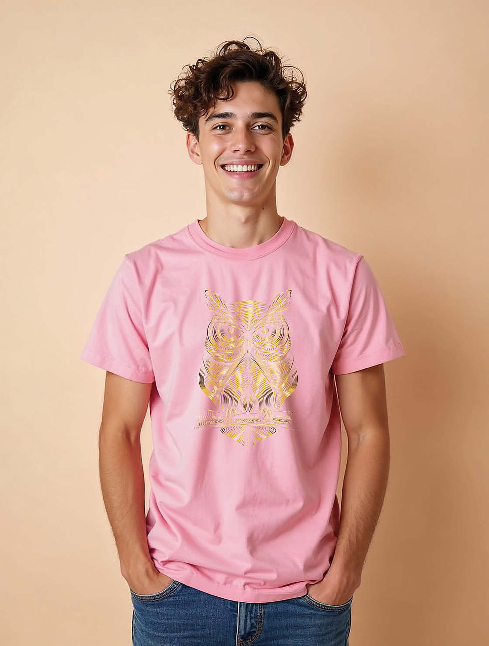 Golden Mystic" Majestic Owl Unisex Printed GraphicT-Shirt For Mens Womens & Kids