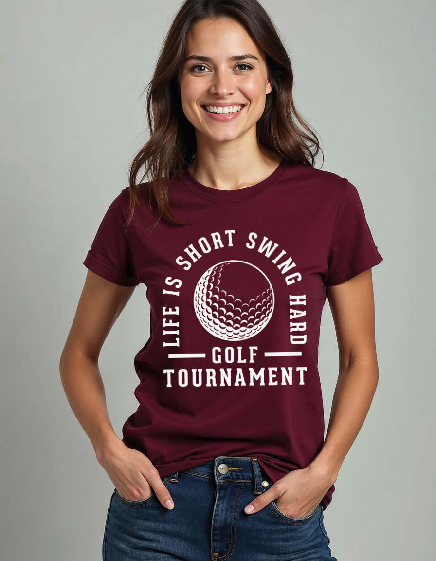 Thumbnail: life is short swing hard golf tournament Unisex Printed Graphic T-Shirt