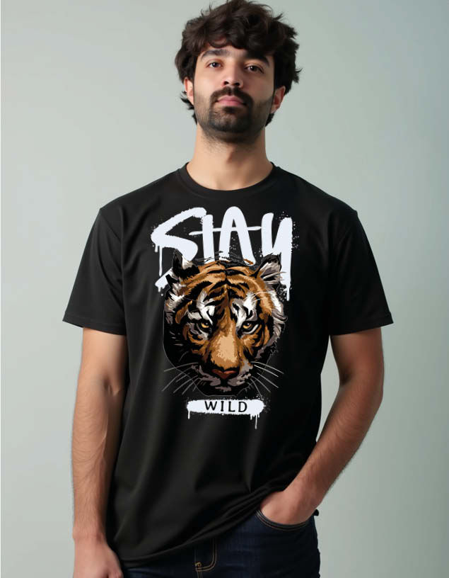 stay wild Classic Vintage Unisex Printed Graphic T-Shirt for Mens,Womens & Kids
