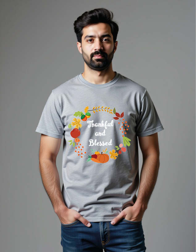 Thumbnail: thankful and blessed Unisex Printed Graphic T-Shirt For Mens Womens & Kids