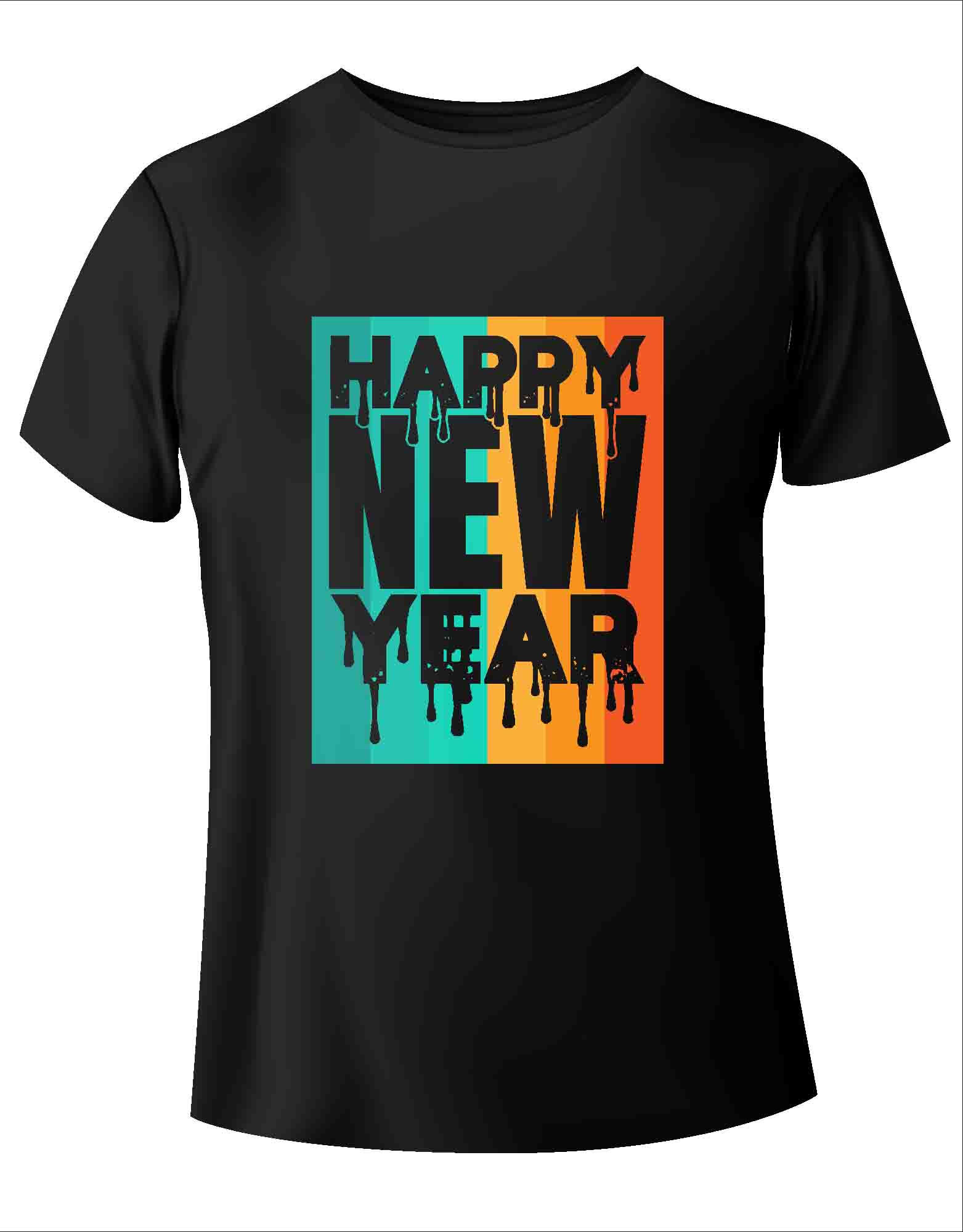 happy new year typography printed t shirts