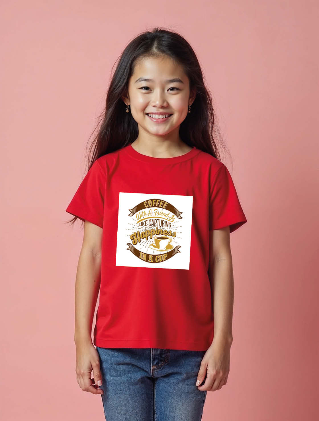 coffee with a friend is like capturing happiness in a cup Unisex Printed Tees