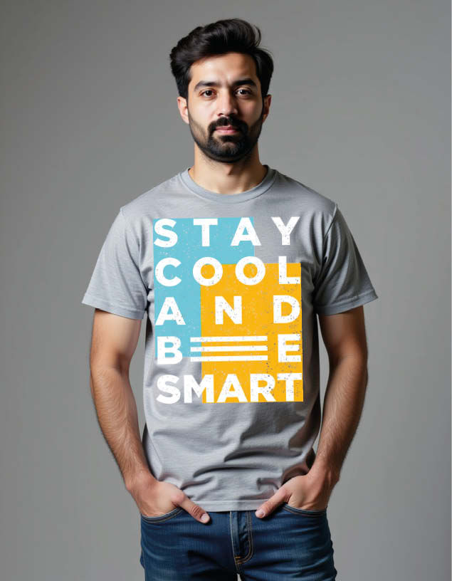 Thumbnail: stay cool and be smart Unisex Printed Graphic T-Shirt For Mens Womens & Kids