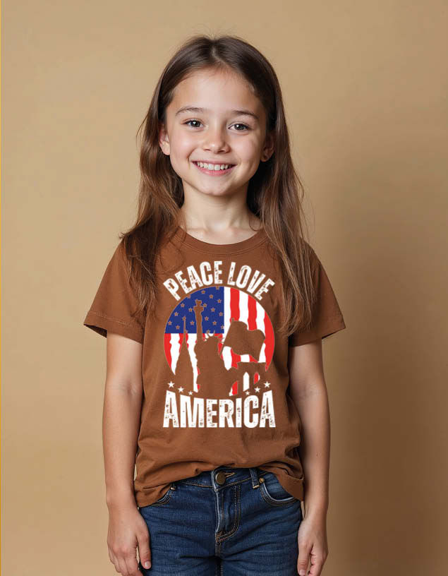 Thumbnail: peace love america Unisex Printed Graphic T-Shirt For Mens Womens & Kids