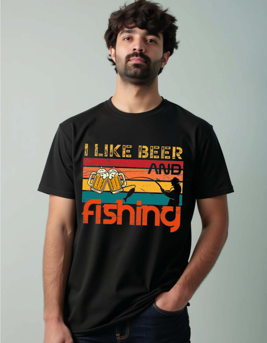 i like beer and fishing Unisex Printed Graphic T-Shirt For Mens, Womens & Kids