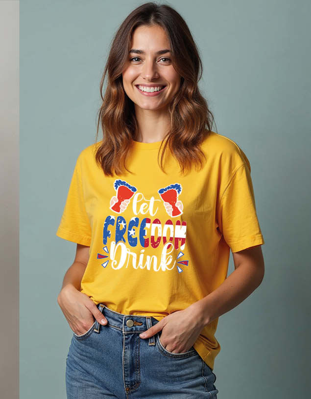 Thumbnail: let freedom drink Unisex Printed Graphic T-Shirt For Mens Womens & Kids