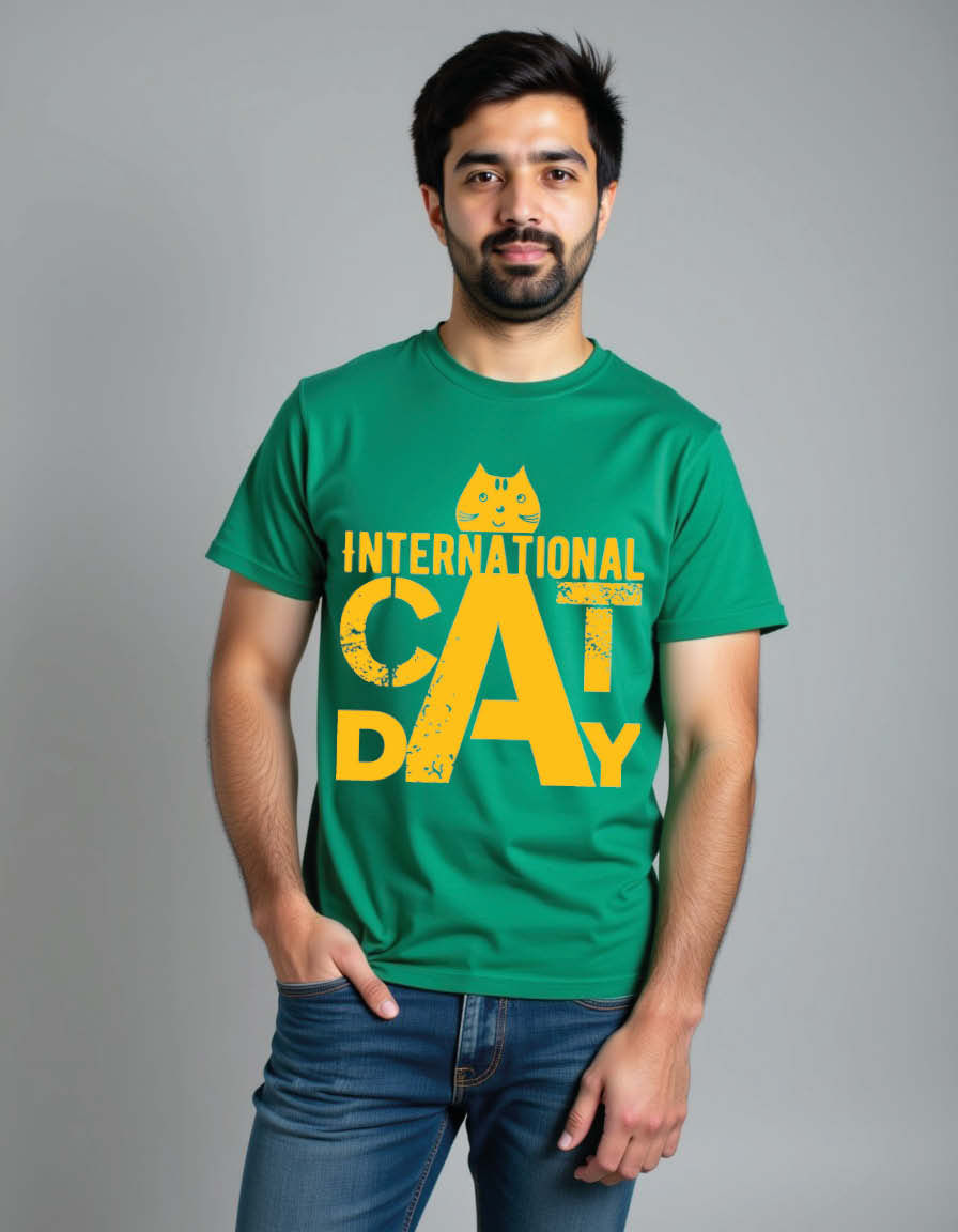 Thumbnail: International cat day Unisex Printed Graphic T-shirt