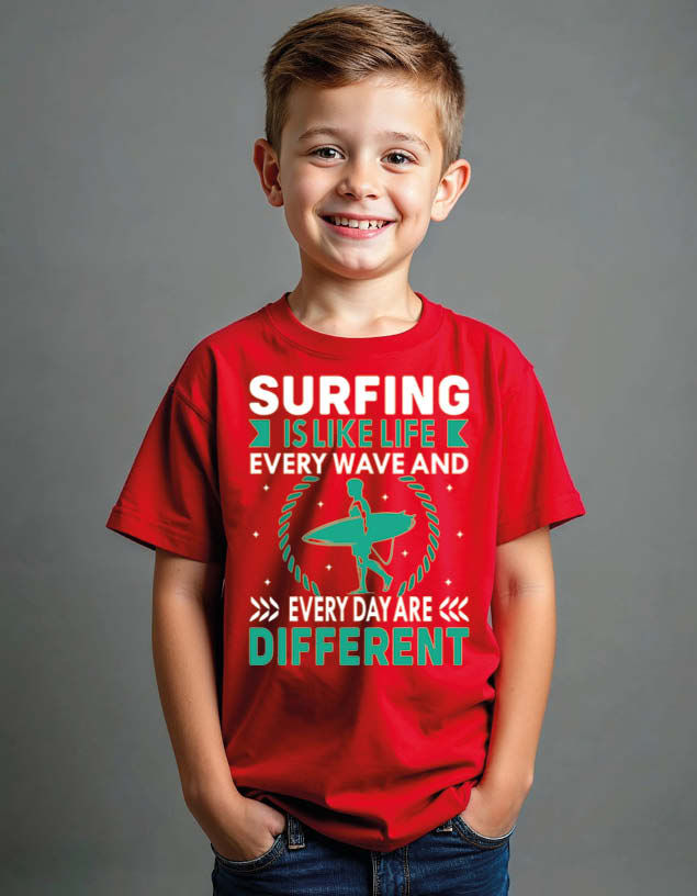 surfing is like life every wave and every day are different Unisex Printed Tees