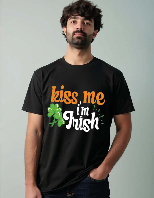 kiss me i'm irish Unisex Printed Graphic T-Shirt For Mens Womens & Kids