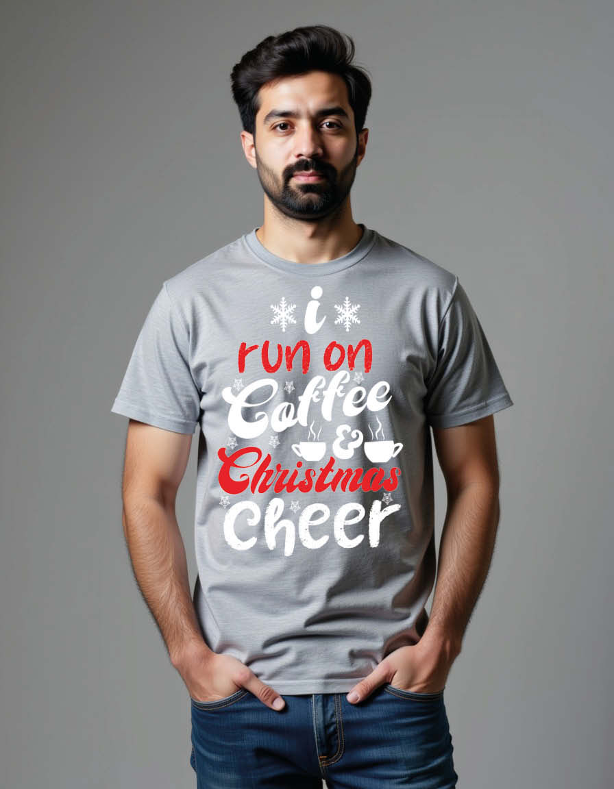 Thumbnail: i run on coffee christmas cheer Premium Unisex Printed Graphic T-Shirt