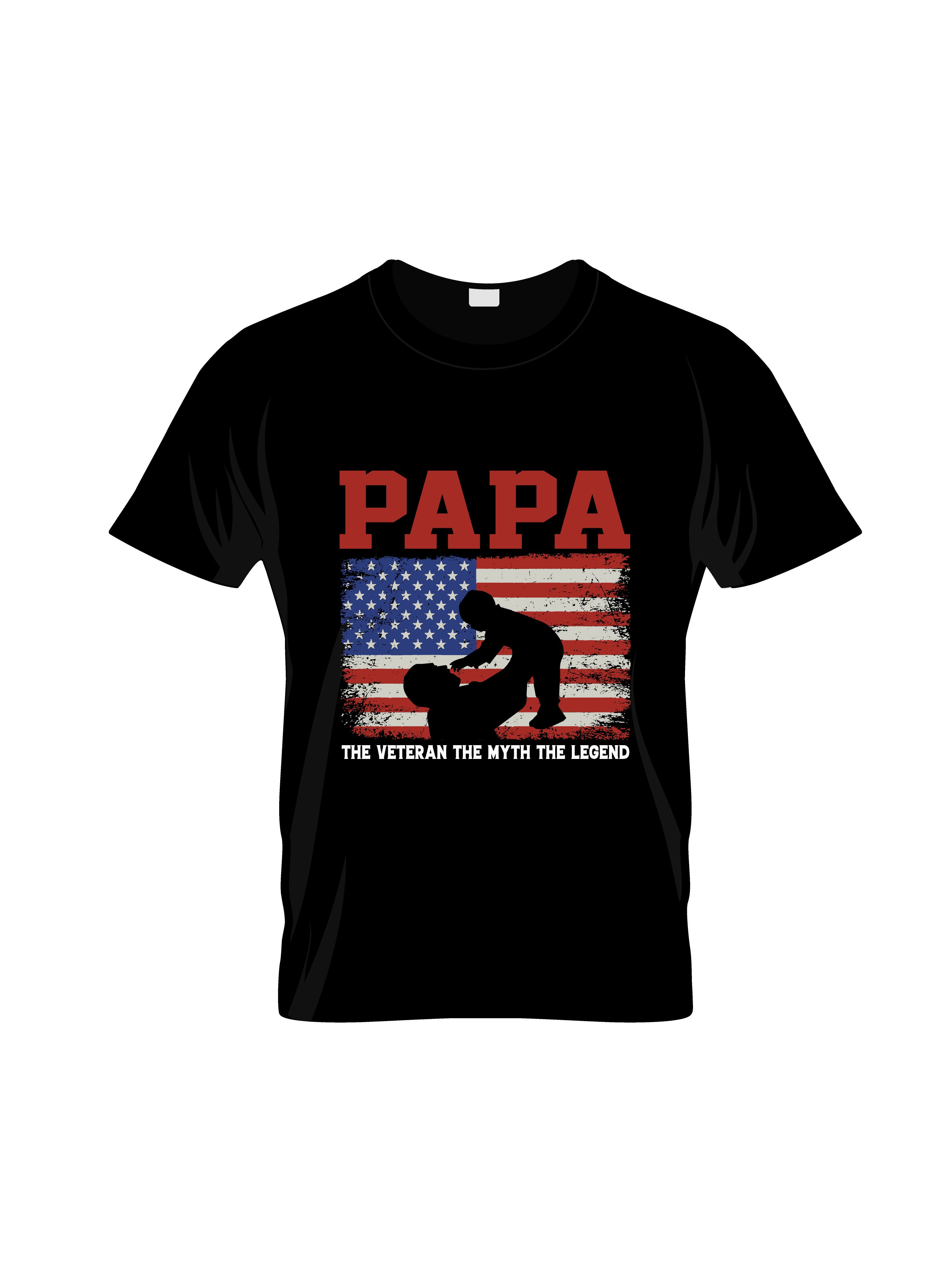 papa the veteran with the legend typography printed t shirts