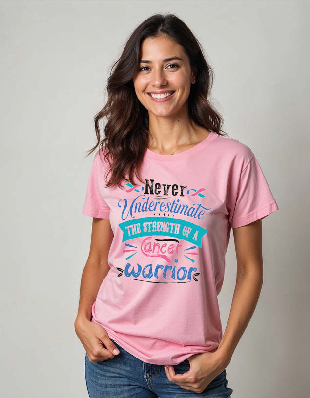 Thumbnail: never underestimate the strength or a cancer warrior Unisex Printed Graphic Tees