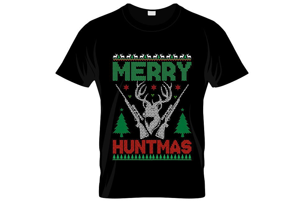merry huntmas typography printed t shirts