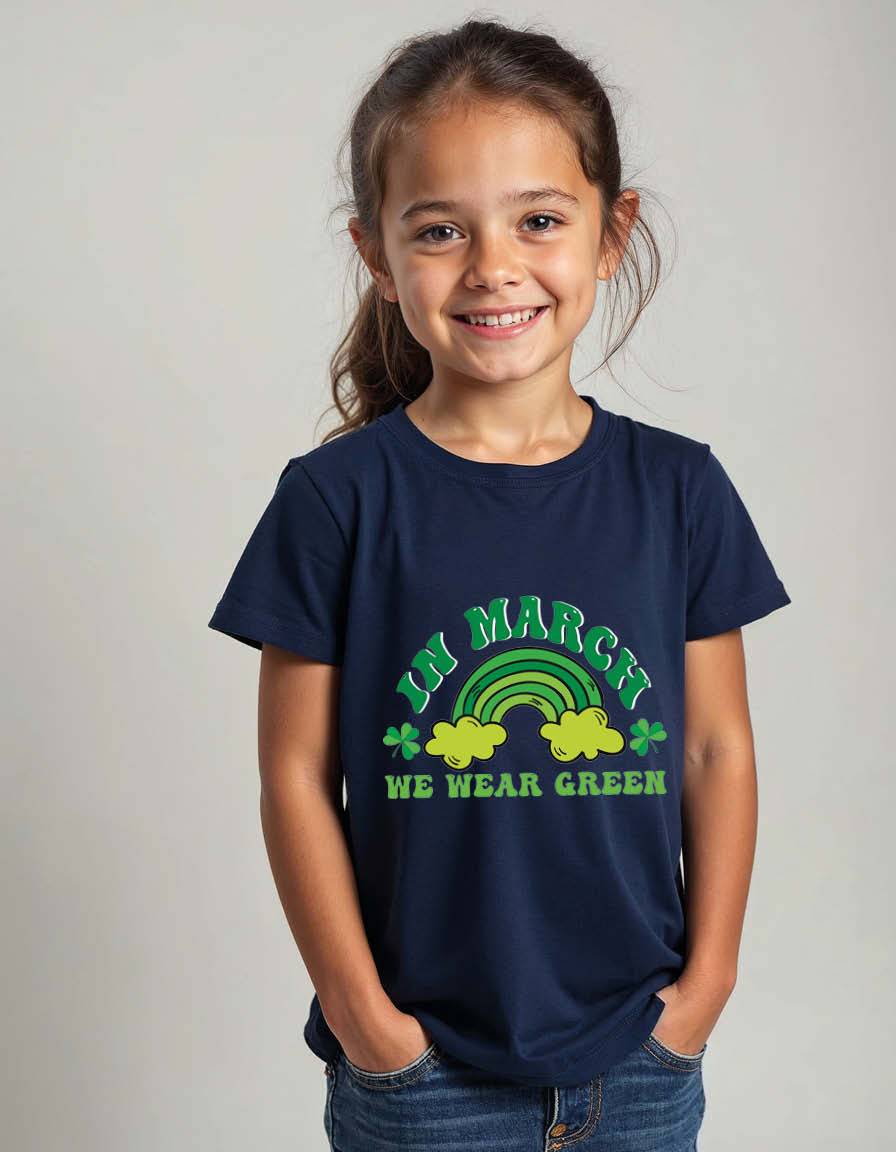 Thumbnail: in march we wear green Unisex Printed Graphic T-Shirt For Mens, Womens & Kids