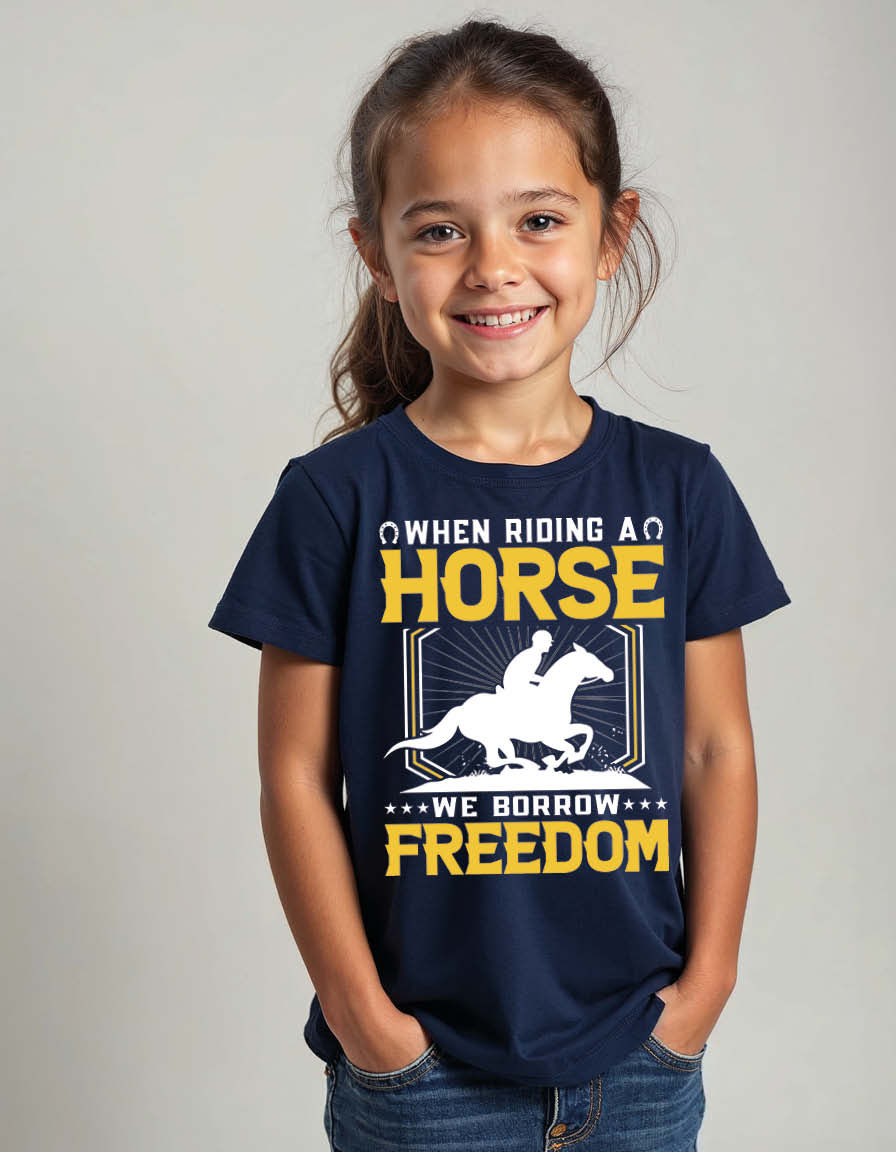when riding horse we borrow freedom Casual Unisex Printed Graphic T-Shirt