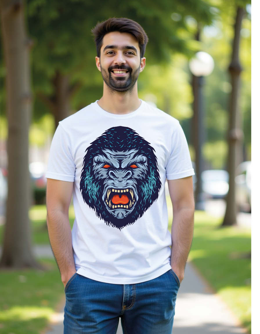 Thumbnail: Furious Gorilla Head Unisex Printed Graphic T-Shirt for Mens,Womens & Kids