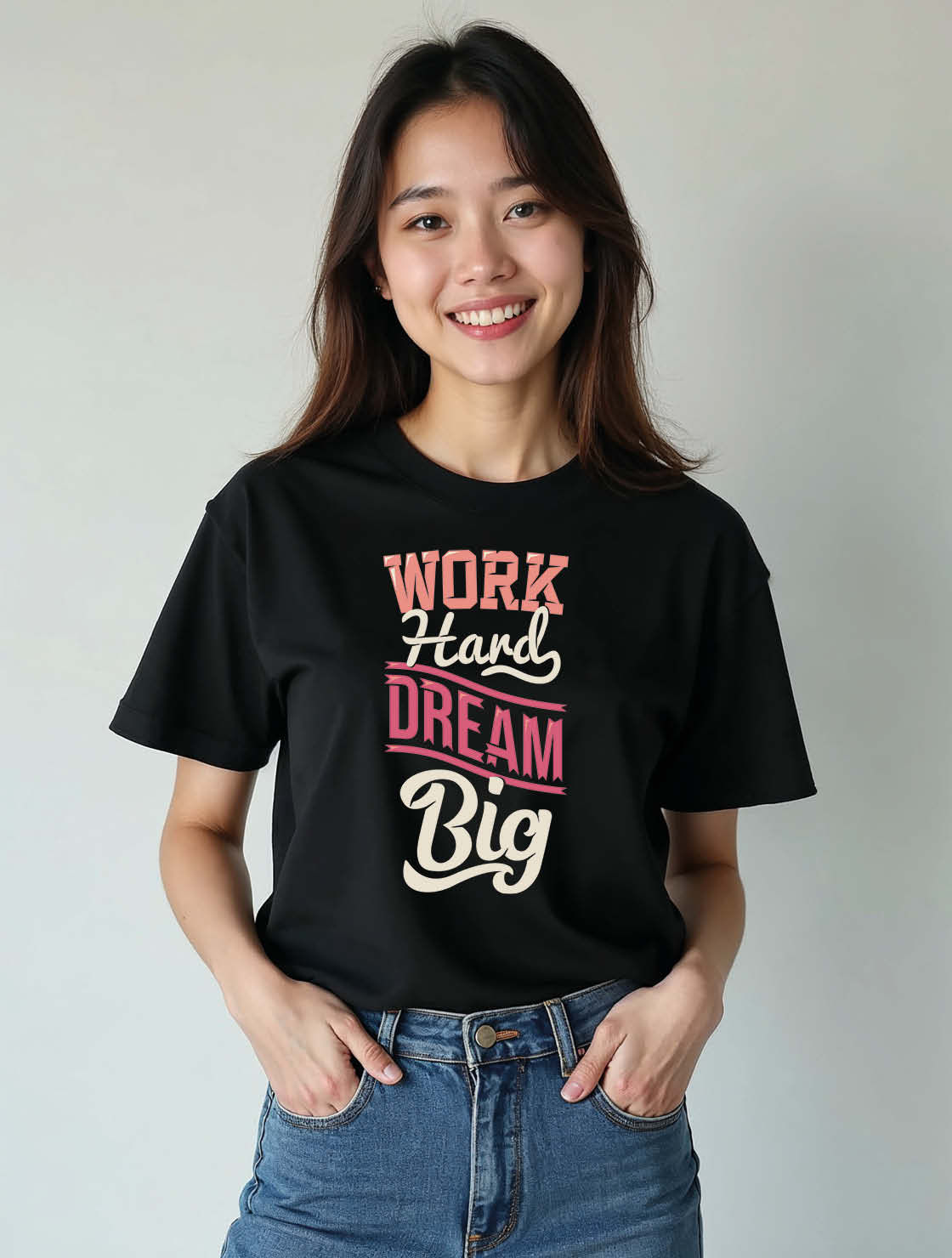 work hard dream big Unisex Printed Graphic T-Shirt For Women, Men & Kids