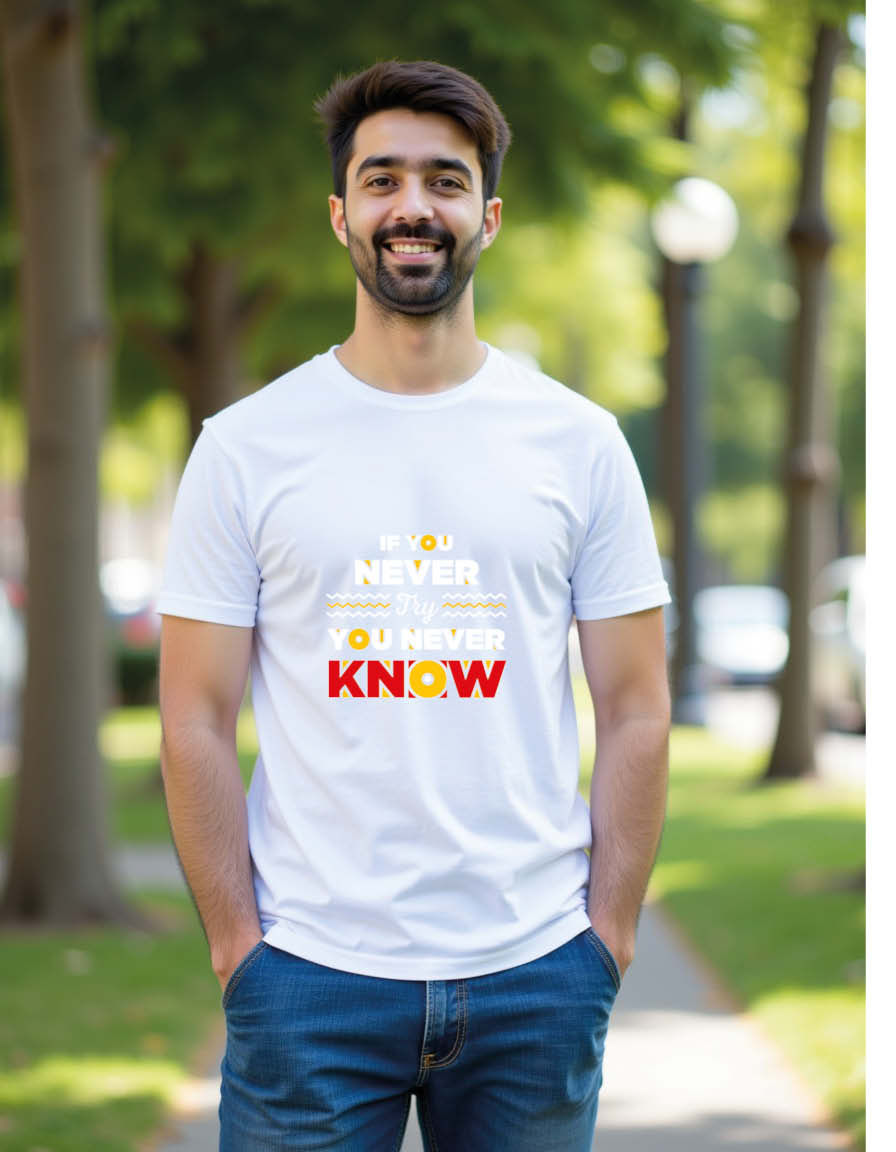 Thumbnail: if you never try you never know Classic Unisex Printed Graphic T-Shirt