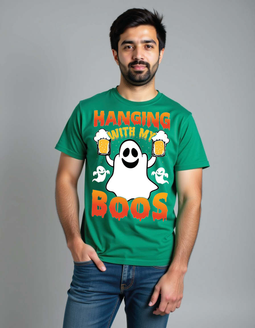 Thumbnail: hanging with my boos Unisex Printed Graphic T-Shirt for Mens,Womens & Kids