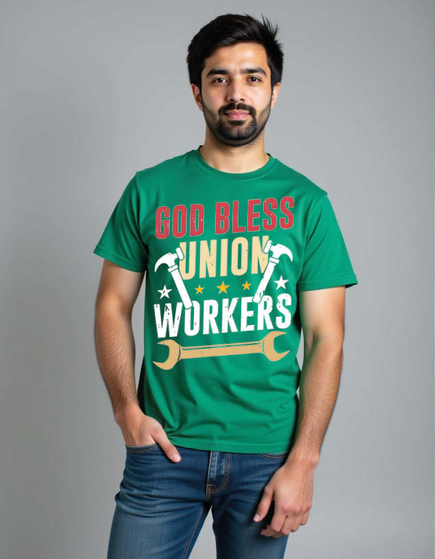 Thumbnail: god bless union workers Unisex Printed Graphic T-Shirt For Mens Womens & Kids
