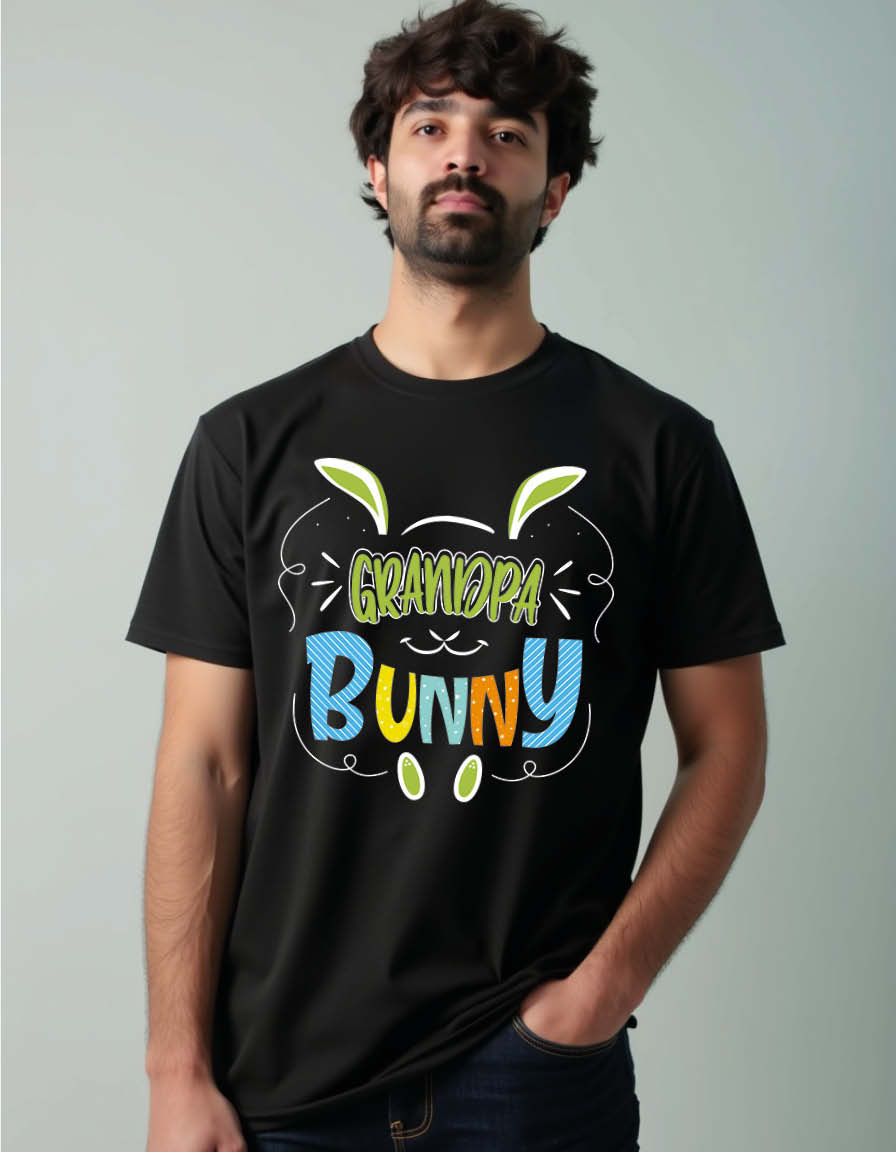 grandpa bunny Casual Unisex Printed Graphic T-Shirt for Mens,Womens & Kids