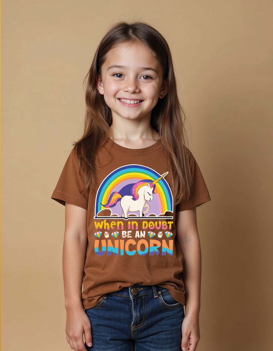 When in doubt be an unicorn Unisex Printed Graphic T-shirt