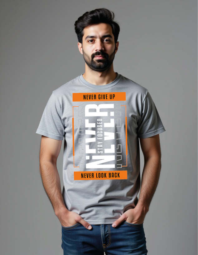 Thumbnail: never give up stay focused never look back Unisex Printed Graphic T-Shirt
