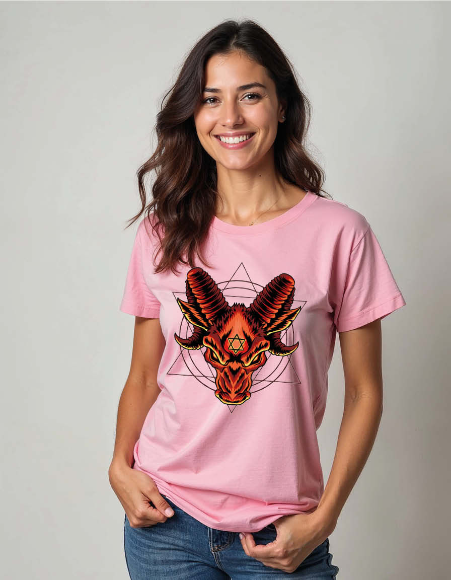 Thumbnail: Baphomet Goat Head Unisex Printed Graphic T-Shirt For Mens Womens & Kids