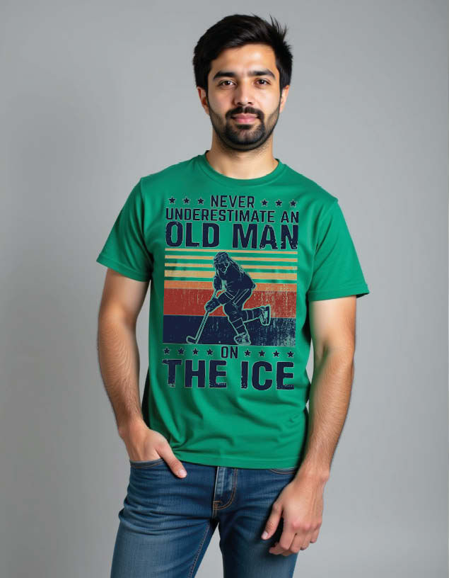 Thumbnail: never underestimate old man on the ice Unisex Printed Graphic T-Shirt