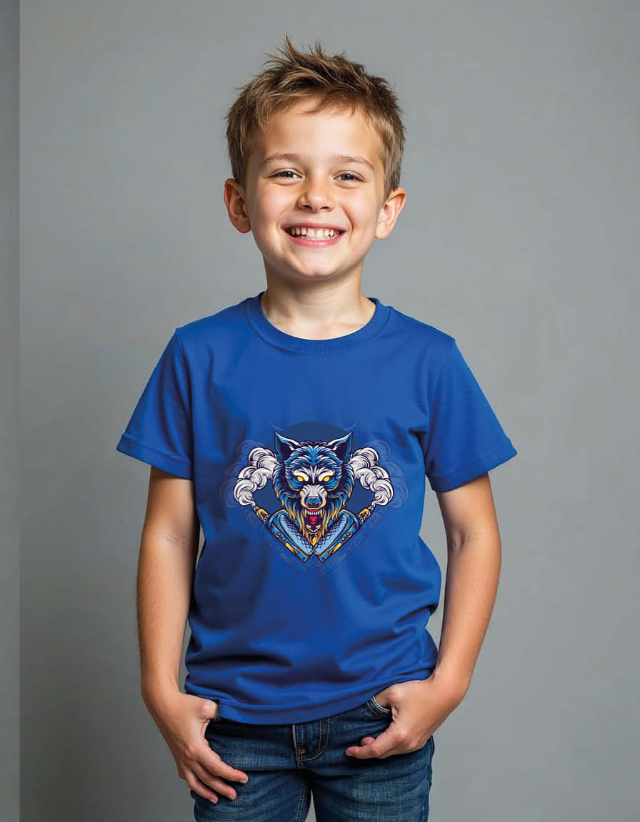 Thumbnail: Cyber Wolf King Unisex Printed Graphic T-Shirt For Mens, Womens & Kids