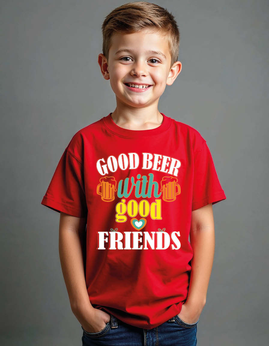 Thumbnail: good beer with good friends Unisex Printed Graphic T-Shirt for Mens,Womens & Kid