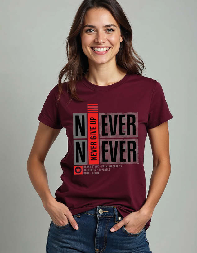 Thumbnail: never give up Classic Unisex Printed Graphic T-Shirt for Mens,Womens & Kids