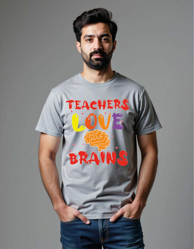 Thumbnail: teachers love brains Unisex Printed Graphic T-Shirt For Mens Womens & Kids