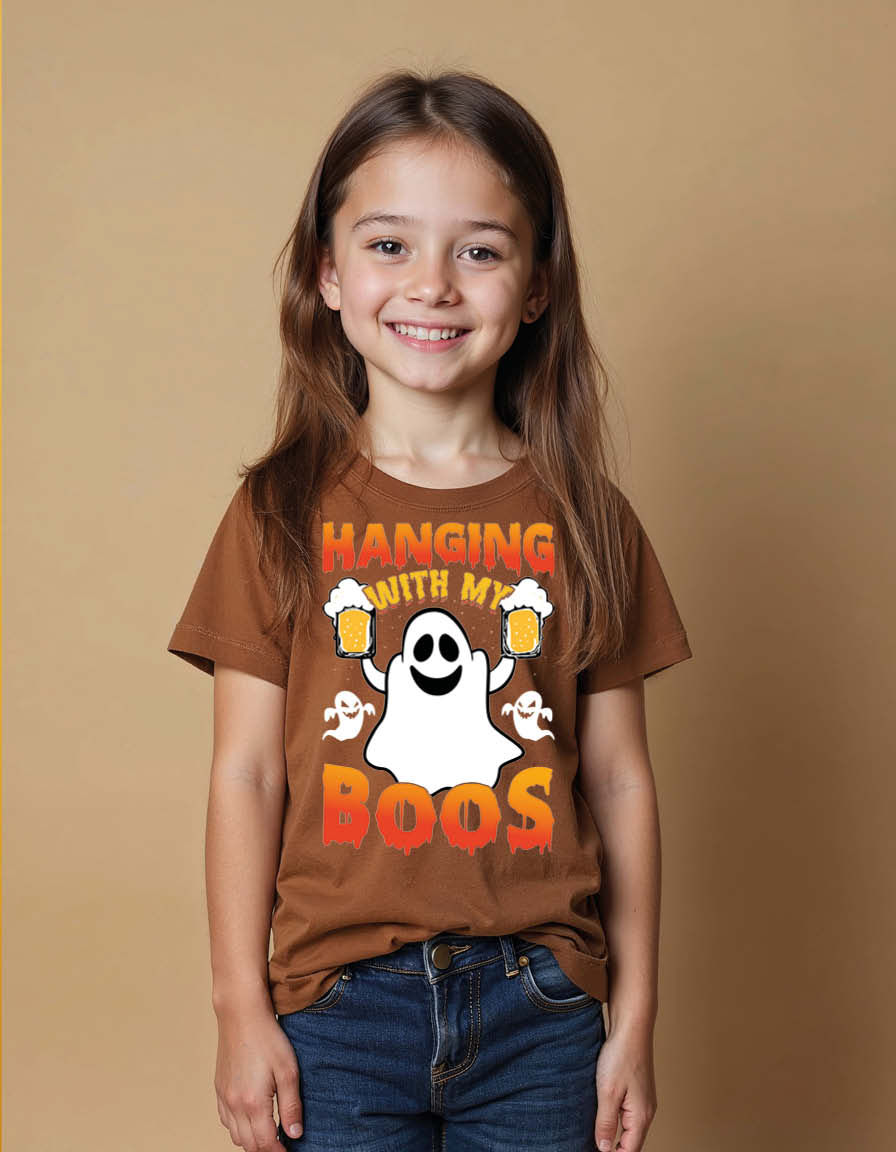 Thumbnail: hanging with my boos Unisex Printed Graphic T-Shirt for Mens,Womens & Kids