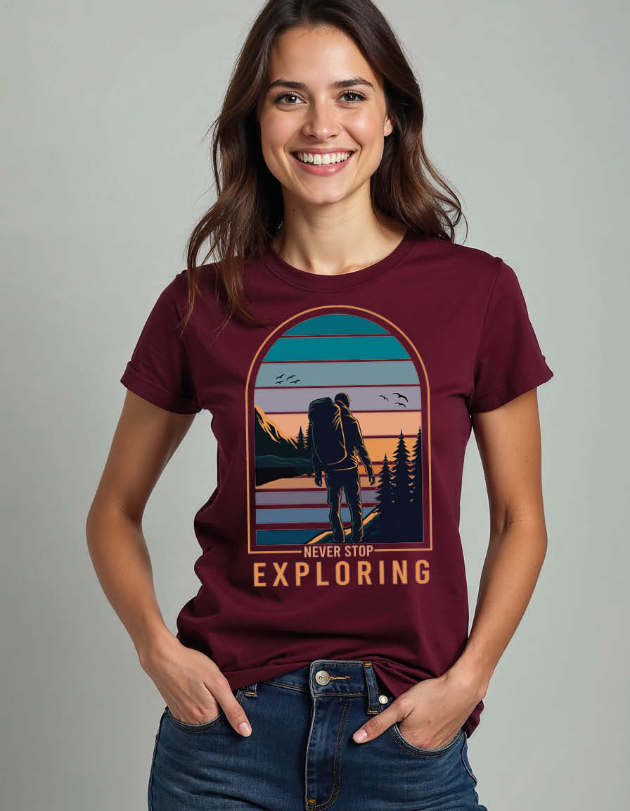 Thumbnail: Never stop exploring Unisex Printed Graphic T-Shirt