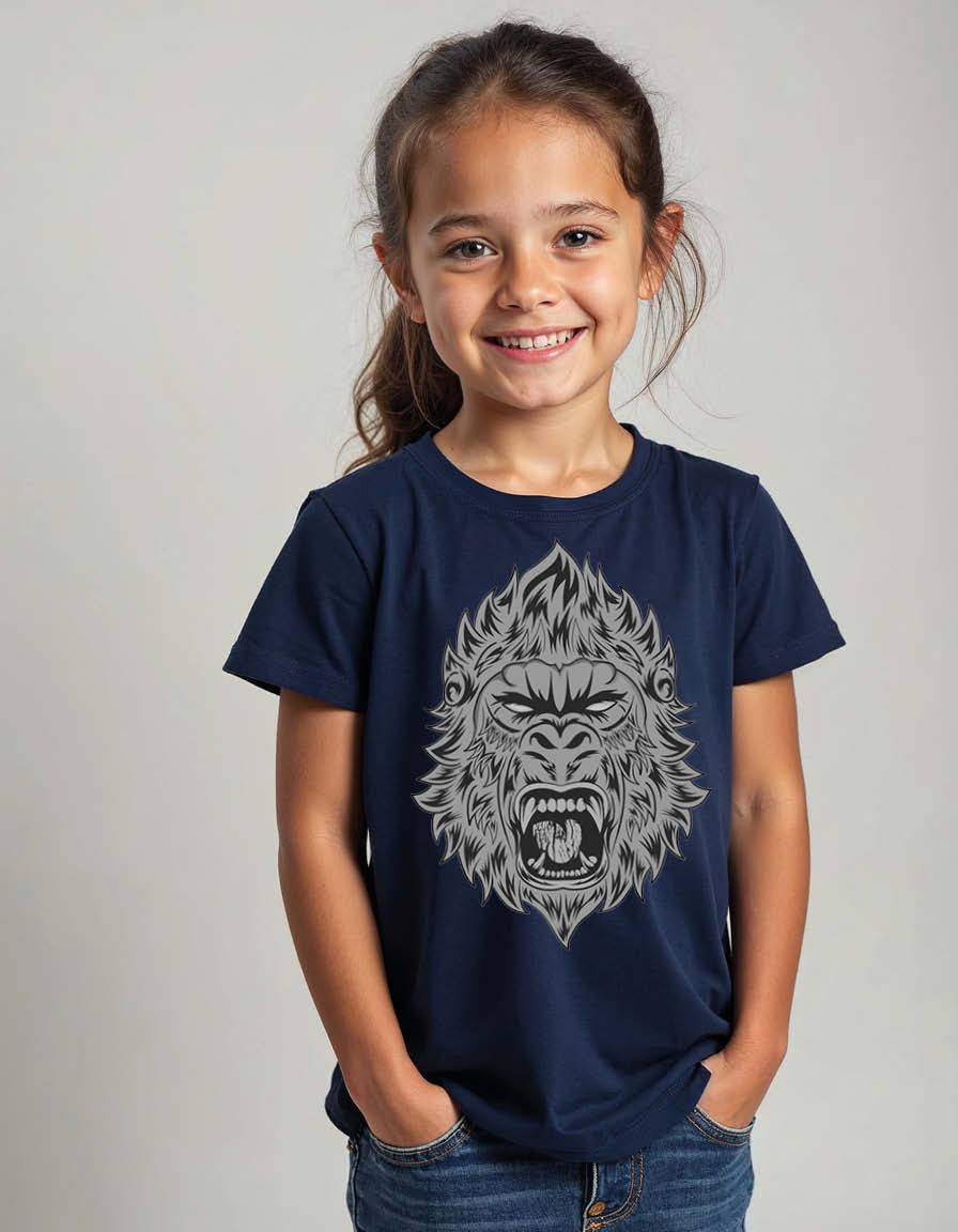 Thumbnail: Engraved Roaring Gorilla Unisex Printed Graphic T-Shirt for Mens,Womens & Kids