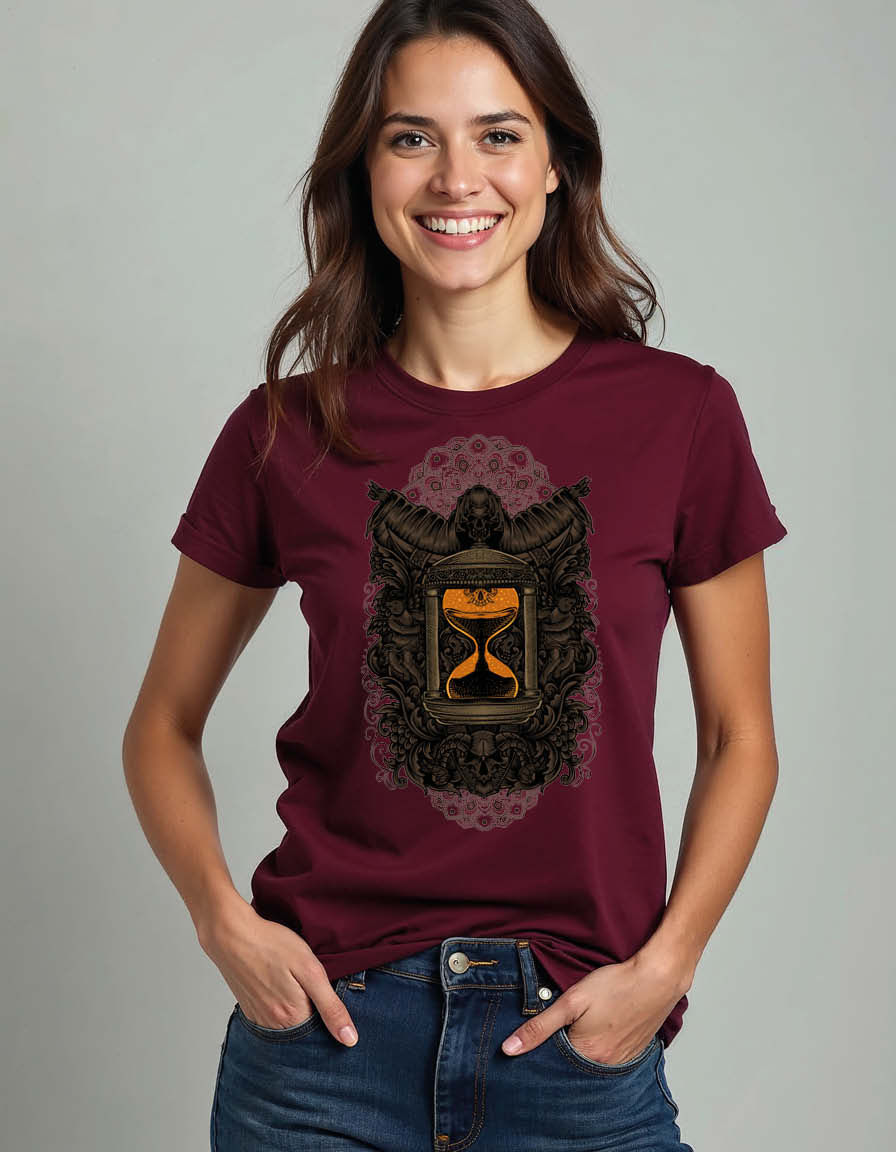 Thumbnail: Ornate Hourglass Unisex Printed Graphic T-Shirt For Mens, Womens & Kids