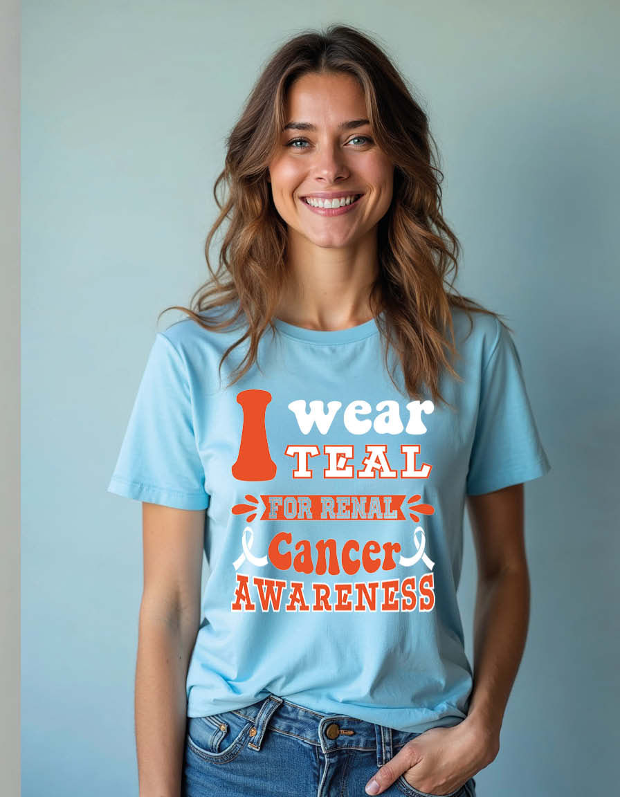 Thumbnail: i wear teal for renal cancer awareness Unisex Printed Graphic T-Shirt