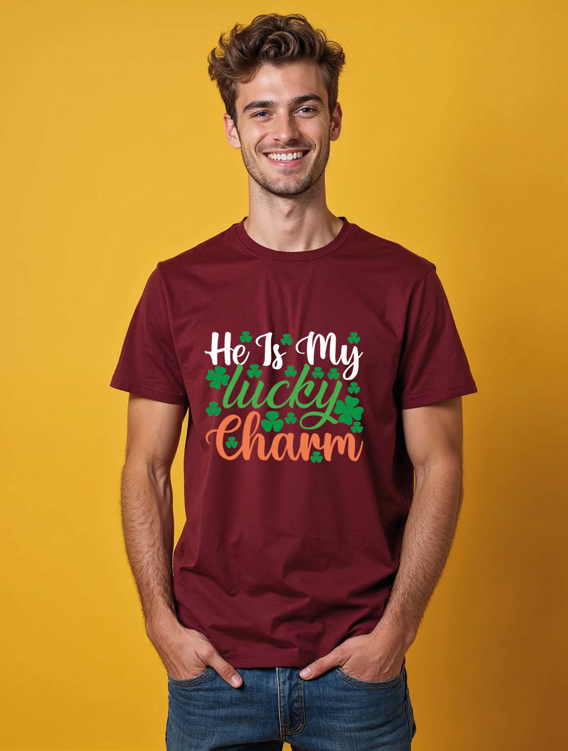 he is my lucky charm Unisex Printed Graphic T-Shirt For Mens Womens & Kids