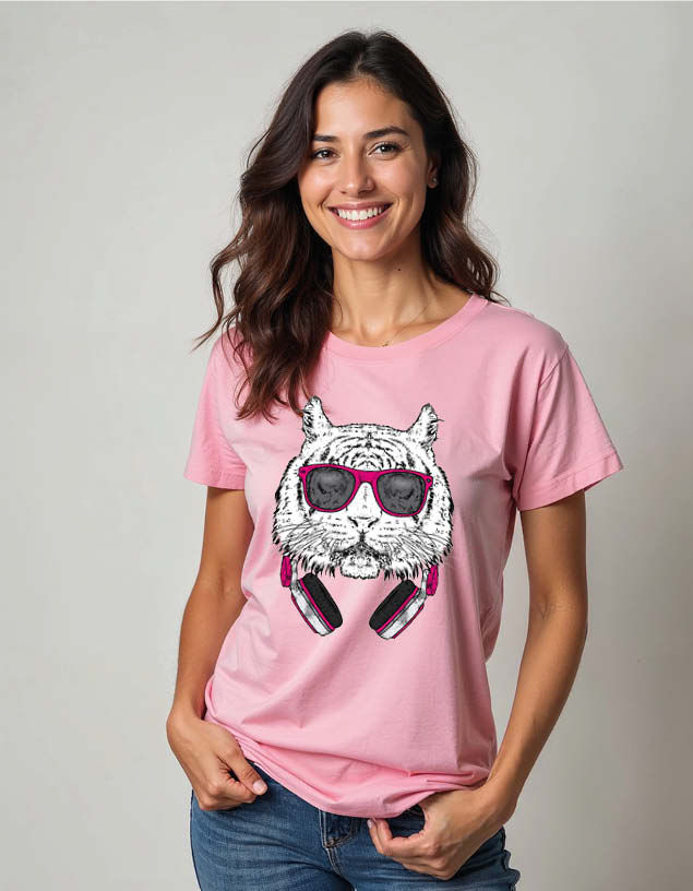 Thumbnail: Cool Tiger with Sunglasses and Headphones Unisex Printed Graphic T-Shirt